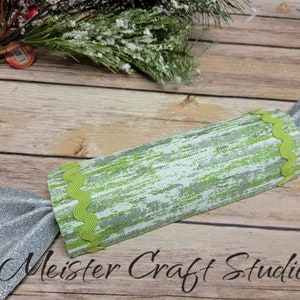 Lime Green and Silver Fake Birch Candy Wreath Attachment, Christmas Decor Attachment, Holiday Wreath Attachment, Ornament, Faux Lime Candy