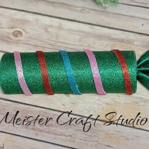 Fake Candy Emerald Green Striped Wreath Attachment, Traditional Fake Holiday Candy Wreath Attachment, Faux Striped Candy, Green Multi Stripe