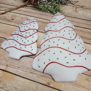 Christmas Tree Faux Cookie Wreath Attachment, Handmade, Foam Core Tree Attachment, White Icing Red Accents Tree, Holiday Wreath Attachment