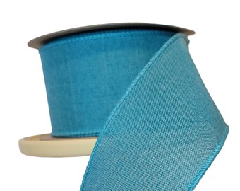 2.5" x 10 yards Dk. Teal Wired Ribbon by the Roll Wired Canvas Ribbon, Everyday, Spring Ribbon, Easter Ribbon, Pastel