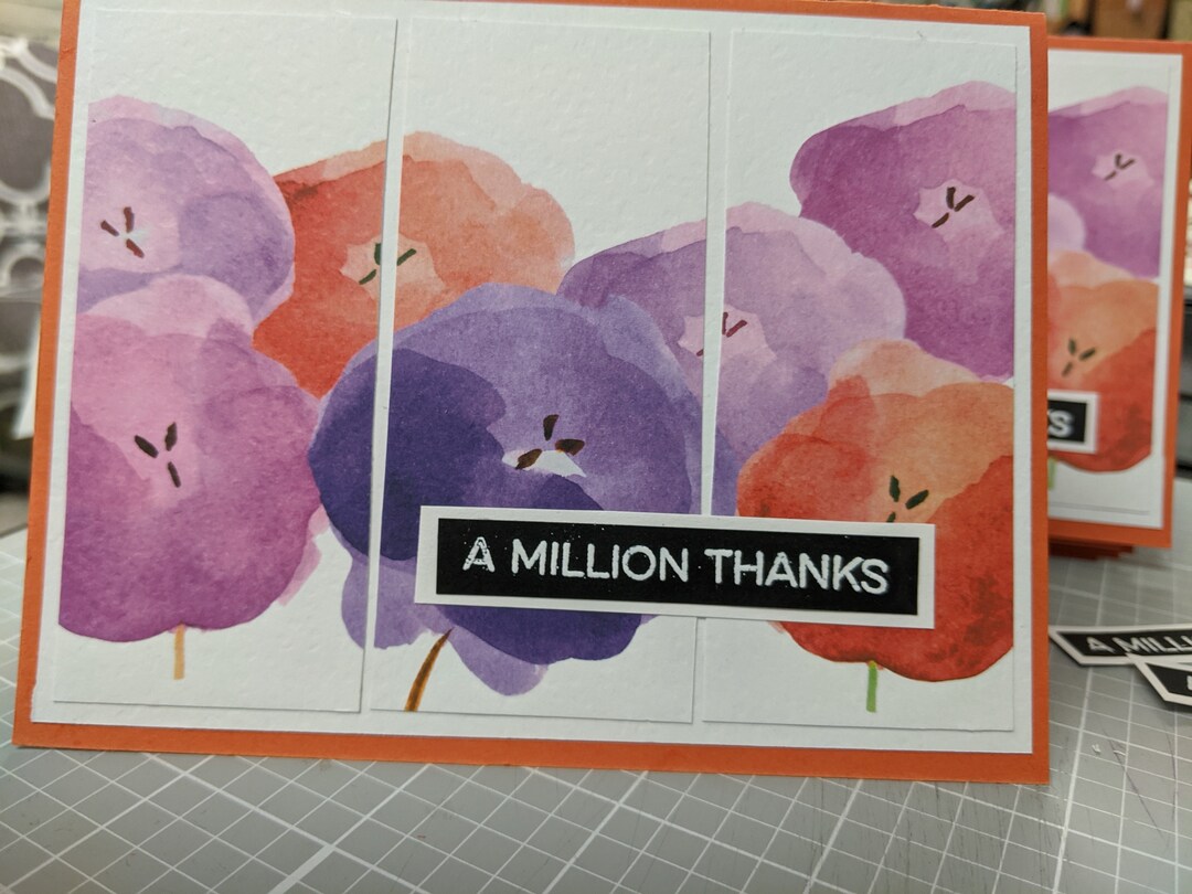 Thank You Card Set of 6, Red and Purple Floral Card, Greeting Card ...
