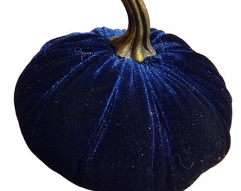 Blue Velvet Pumpkins, Wedding Centerpiece, Fall Decor, Rustic, Thanksgiving, Farmhouse, Shabby Chic, Wreath Attachment, Many Colors Velvet