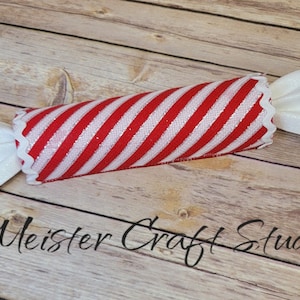 Red and White Candy Cane-Striped Faux Candy Wreath Attachment, Handmade, Christmas Candy Attachment, Holiday Wreath Attachment, Ornament