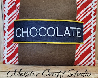 Peppermint Chocolate Fake Candy Block, Handmade Fake Chocolate Candy, Valentine Attachment, Holiday Chocolate, Winter Spring Attachment