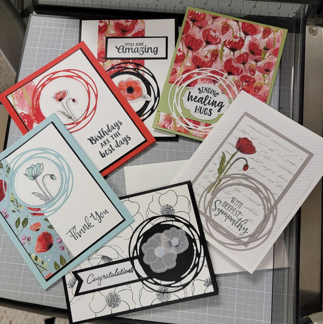 Stampin' UP All Occasion Card Set of 6, Basics Card Set, Poppies Themed ...