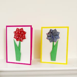 Carte de voeux en origami Dhalia, carte de fleurs vierge, art floral en papier, art floral en origami, carte pour ami