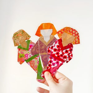 Handmade Origami Bookmark, Kimono Doll bookmark for women, reader book lover gift, Japanese art craft unique unusual gift for her him