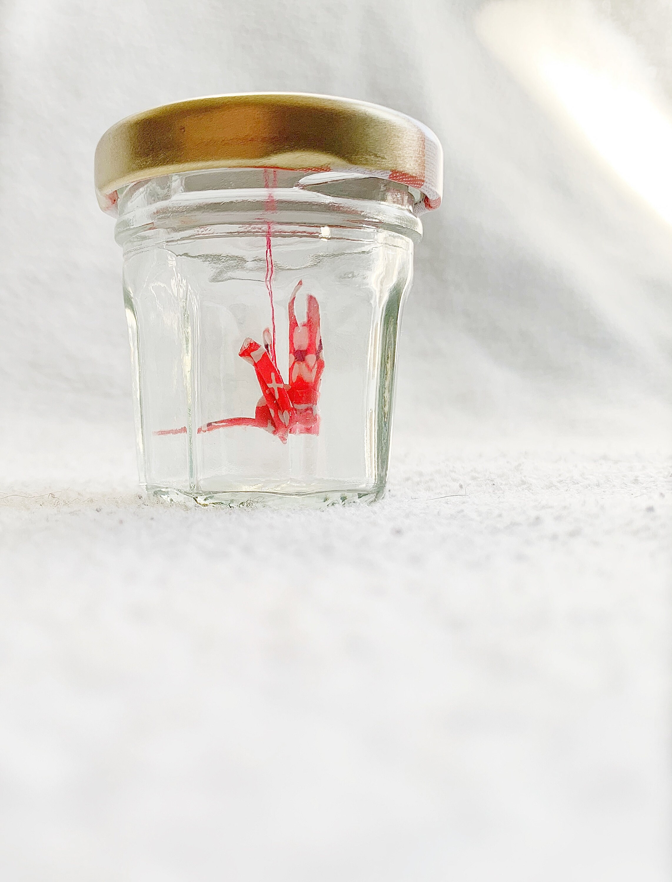 Tiny Origami Crane / Heart in a Jar, Sentimental Keepsake Gift, Dream