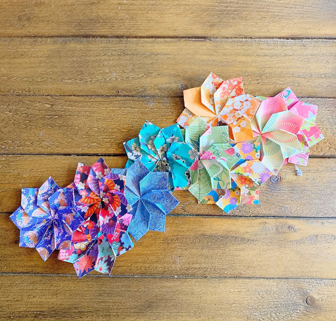 Origami Flower Garland Paper Garland Dahlia Paper Flowers Etsy