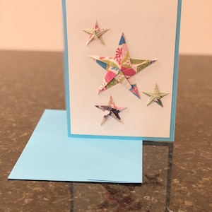 Origami Stern Grußkarte, Blanko-Karte für Handschriftliche Notizen, Glückwünsche / Einfach nur so