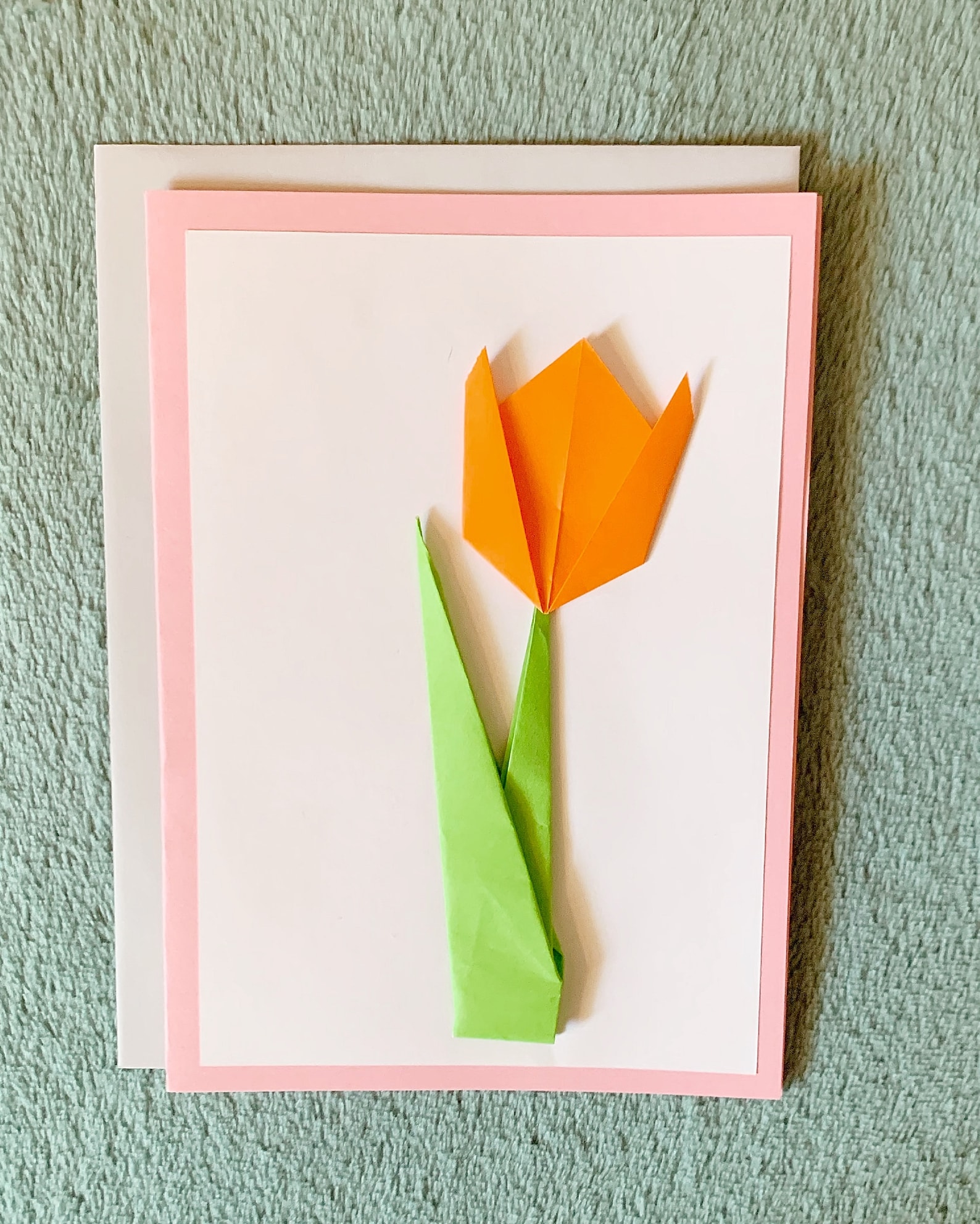 Origami Tulip Greeting Card Blank Just Because Card Flower Etsy