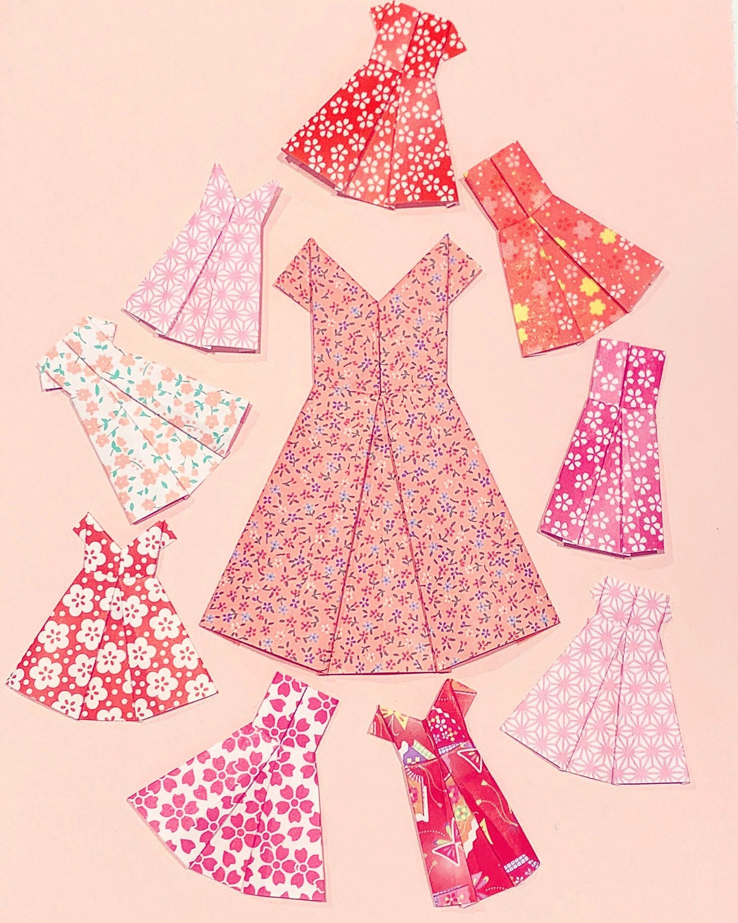 Origami Dress Paper Doll Garland Baby Girl Nursery / Bedroom Etsy