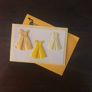 Carte de voeux robe origami, carte vierge pour notes manuscrites, proposition de demoiselle d'honneur, carte de fête des mères