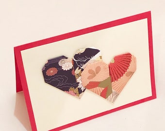 Tarjeta de felicitación Origami Heart, tarjeta en blanco para notas escritas a mano, tarjeta de amor original para marido/esposa