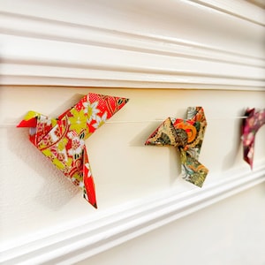 Origami Dove Paper Garland, Original Paper Art, Bedroom / Nursery Dove Bunting, Paper Party Decorations