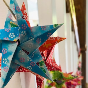 Origami Paper Star Garland, Unique Colorful Star Bunting, Paper Party Decor, Bedroom & Dorm Room Decor