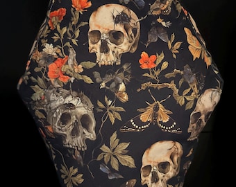 Coffin pillow with skulls and butterflies 2