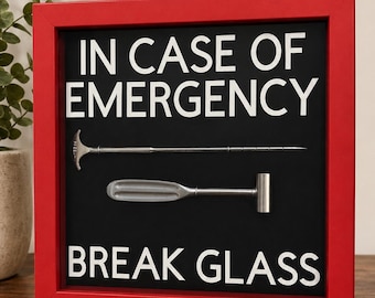 In Case of Emergency Break Glass Frame | Funny Medical Gift | Nurse Gift | Doctor Office Decor | EMT Paramedic Humor | Gothic Curio Decor