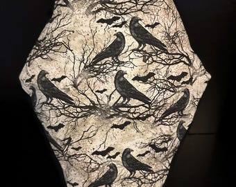 Coffin pillow with Ravens and bats
