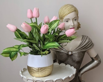 Handmade Artificial Floral Arrangement, Faux Flower, Real Touch Floral Arrangement, Fake Tulip, Floral Arrangement, Tulips Arrangement, Gift
