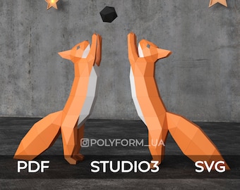 SQUIRREL Low Poly Christmas Papercraft PDF template 3d Model New Year Sculpture