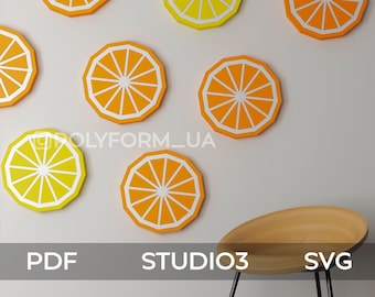 Orange Low Poly Lemon Papercraft Fruit Food PDF template