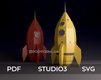 ROCKET Space model Low Poly Papercraft PDF template