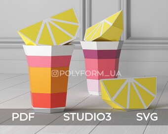 Shot Cocktail Low Poly Paper FOOD Papercraft DRINK PDF template