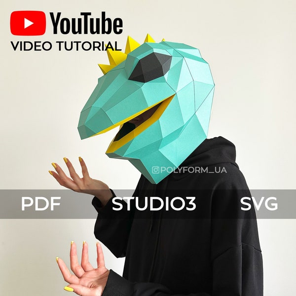 Masque de lézard Salamandre DIY Low Poly Animal reptile Papercraft Modèle PDF Halloween Party