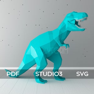 TYRANNOSAURUS Low Poly T-Rex Dinosaur Papercraft PDF template Dino