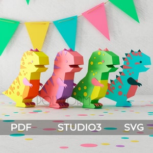 Dinosaurier Low Poly T-Rex Papercraft PDF Vorlage DIY