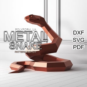 SNAKE METAL Zeichnungen im DXF-Format Low-Poly-Skulptur Metall Dekor Papercraft Dxf Muster