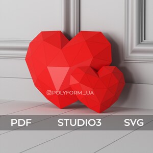 Heart DIY Low Poly Valentine's Day Love Papercraft PDF Template 3D - Etsy