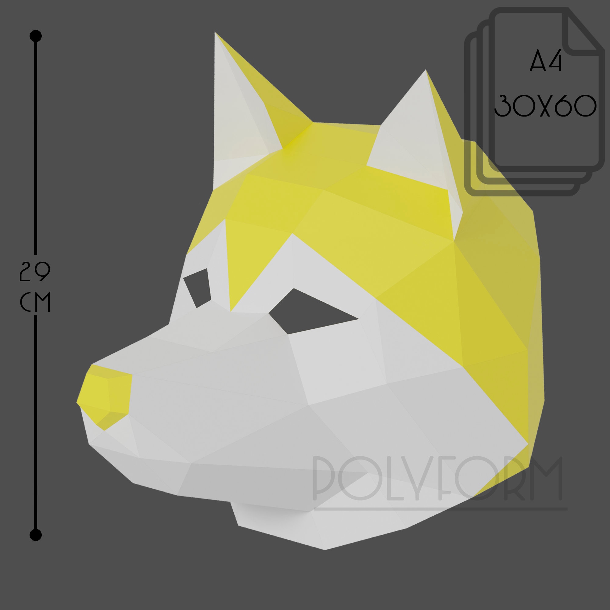 HUSKY MASK Dog Low Poly Animal Papercraft PDF Template | Etsy