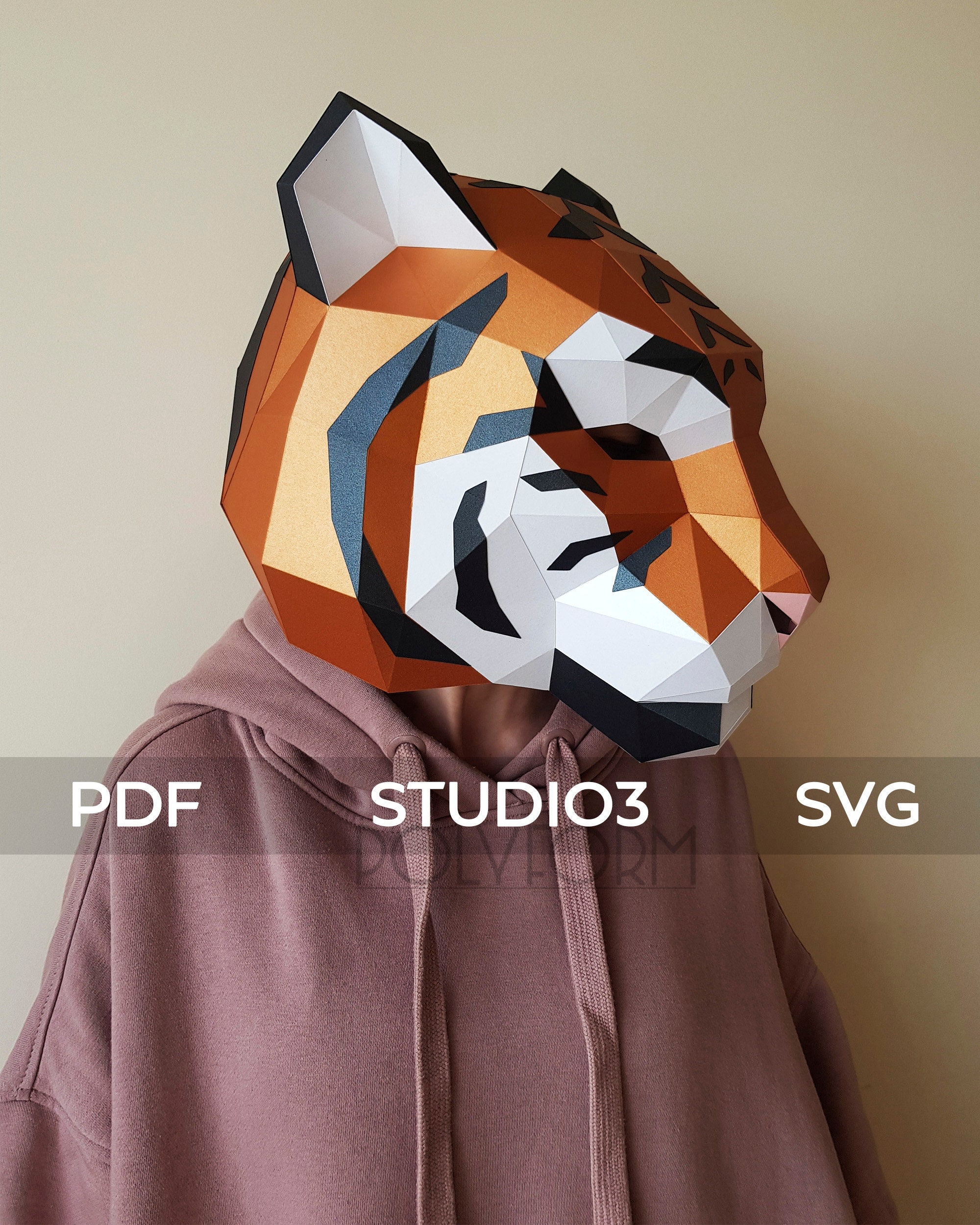 Tiger Mask Low Poly Lion Animal Panther New Year Papercraft Tiger Mask Low Poly Lion Animal Panther New Year Papercraft