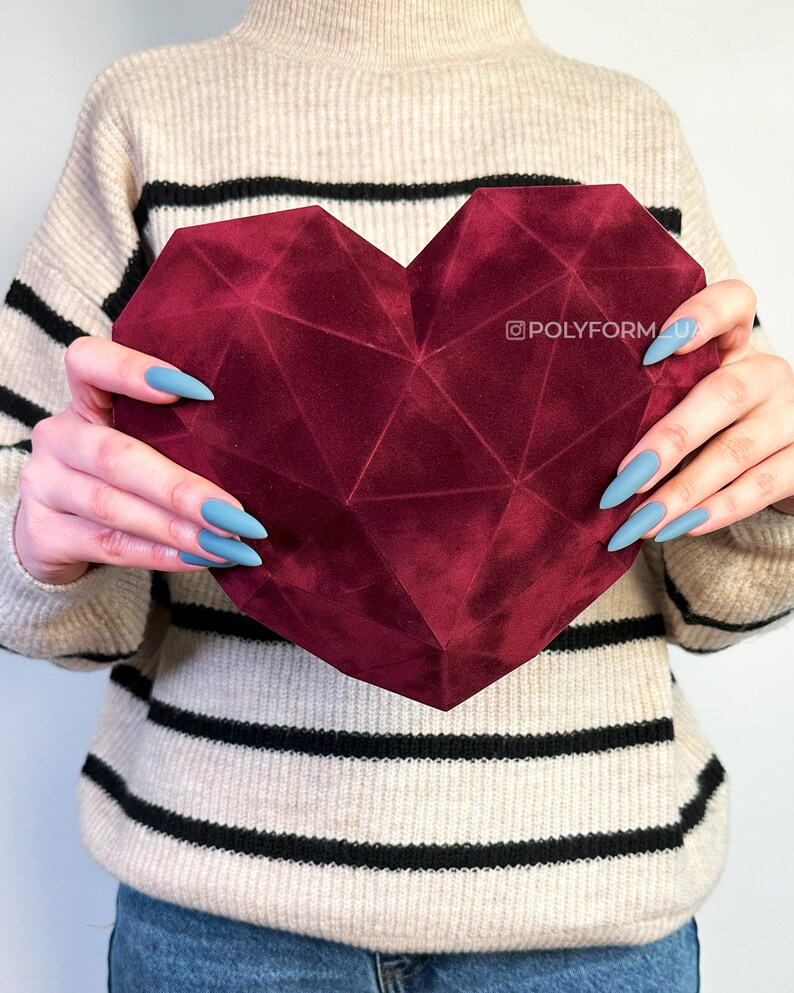 Heart DIY Low Poly Valentine's Day Love Papercraft PDF Template 3D - Etsy