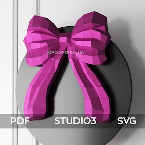 Fiocco fai da te Low Poly Decorazione scolastica Papercraft PDF modello 3D Nastro