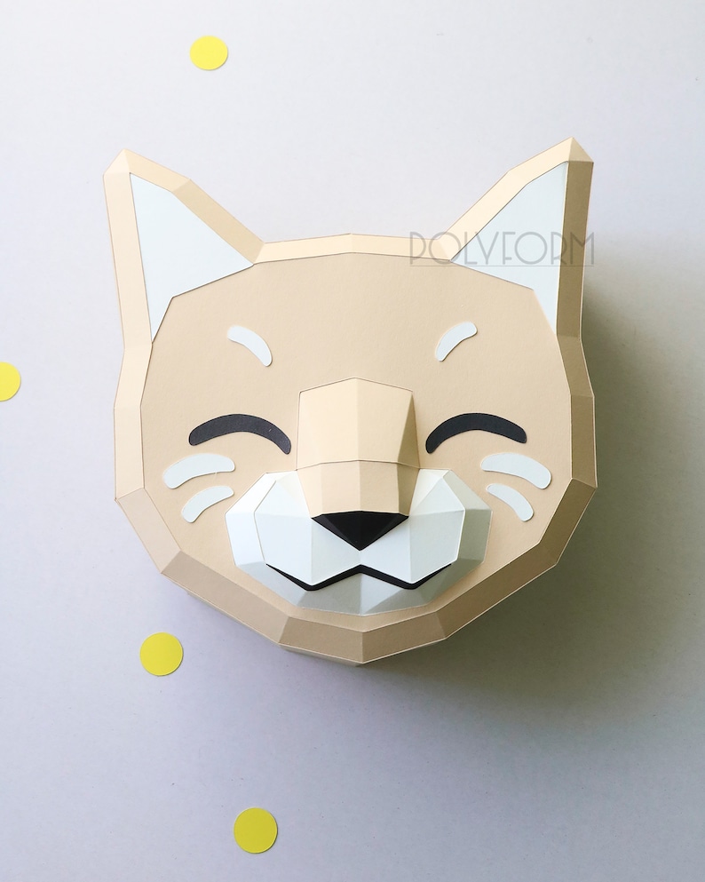 Gift Box Cat Low Poly Papercraft PDF Template Etsy