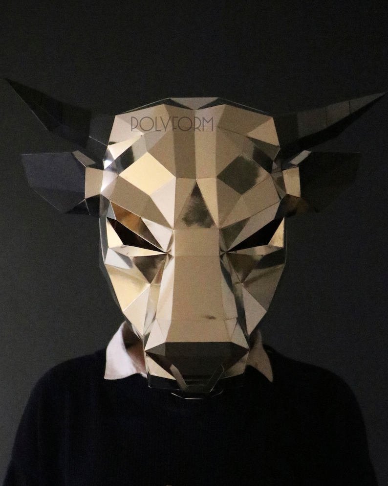 Bull Mask Christmas DIY Low Poly SVG Animal Papercraft PDF Template ...
