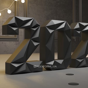 Digits 2024 Low Poly Christmas Papercraft PDF template New Year 3d Model Sculpture image 8