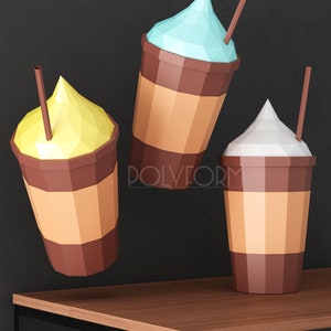 Coffee Low Poly Drink Cup Papercraft PDF Template Paper Food - Etsy