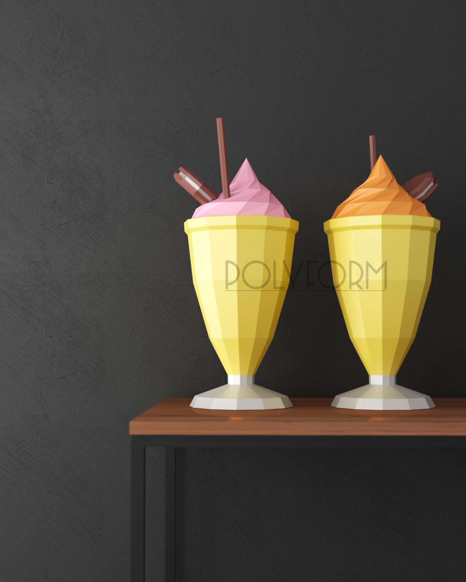MILKSHAKE Low Poly Papercraft PDF Template Drink Food - Etsy