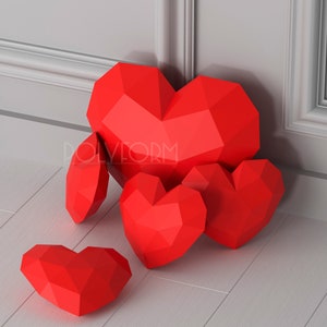 Heart DIY Low Poly Valentine's Day Love Papercraft PDF Template 3D - Etsy