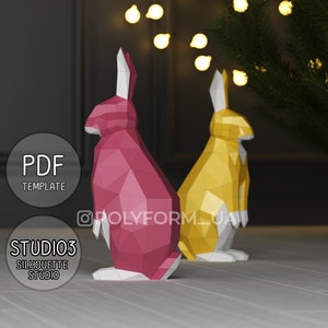 Rabbit (2) Low Poly Papercraft PDF template