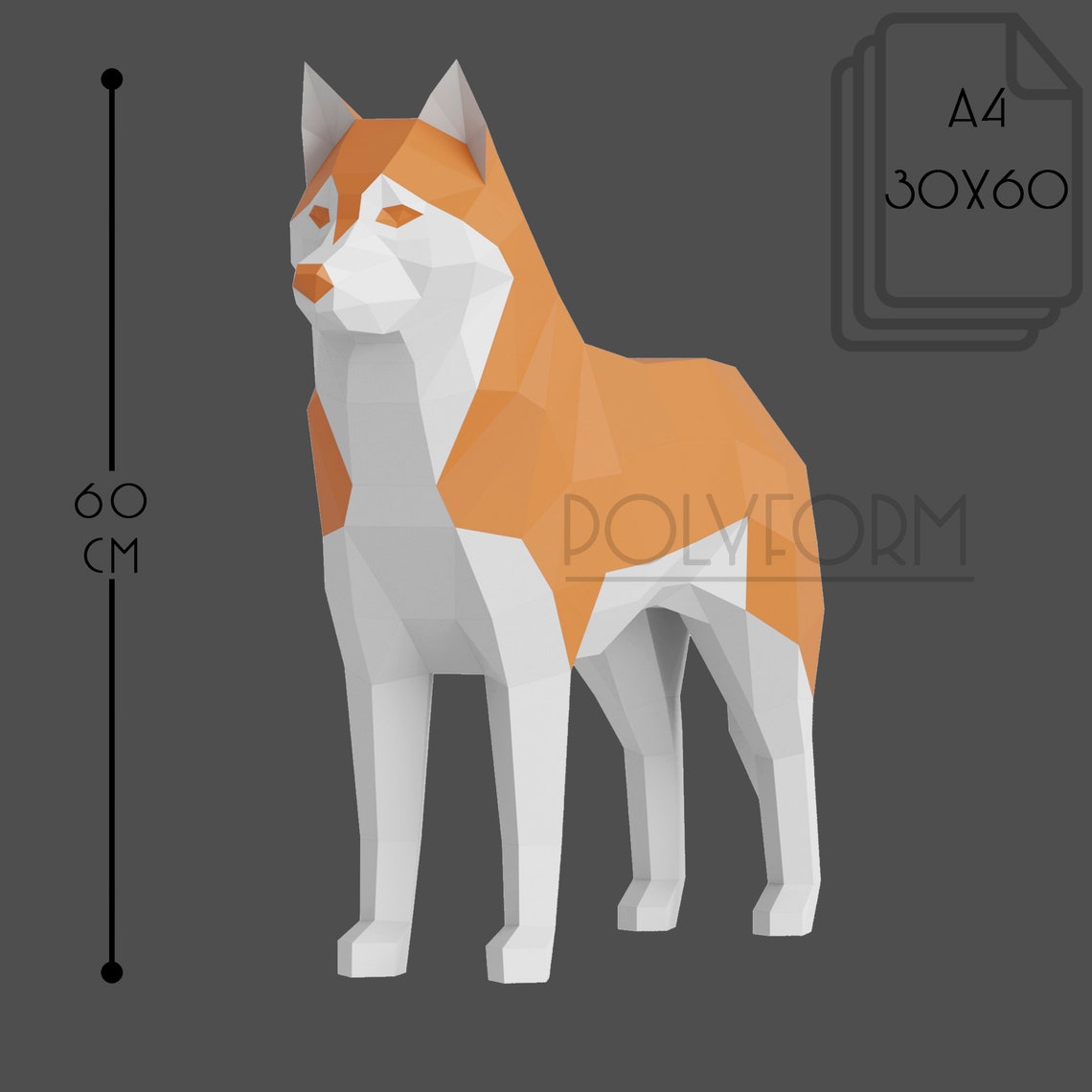 HUSKY Low Poly Dog Papercraft PDF Template - Etsy