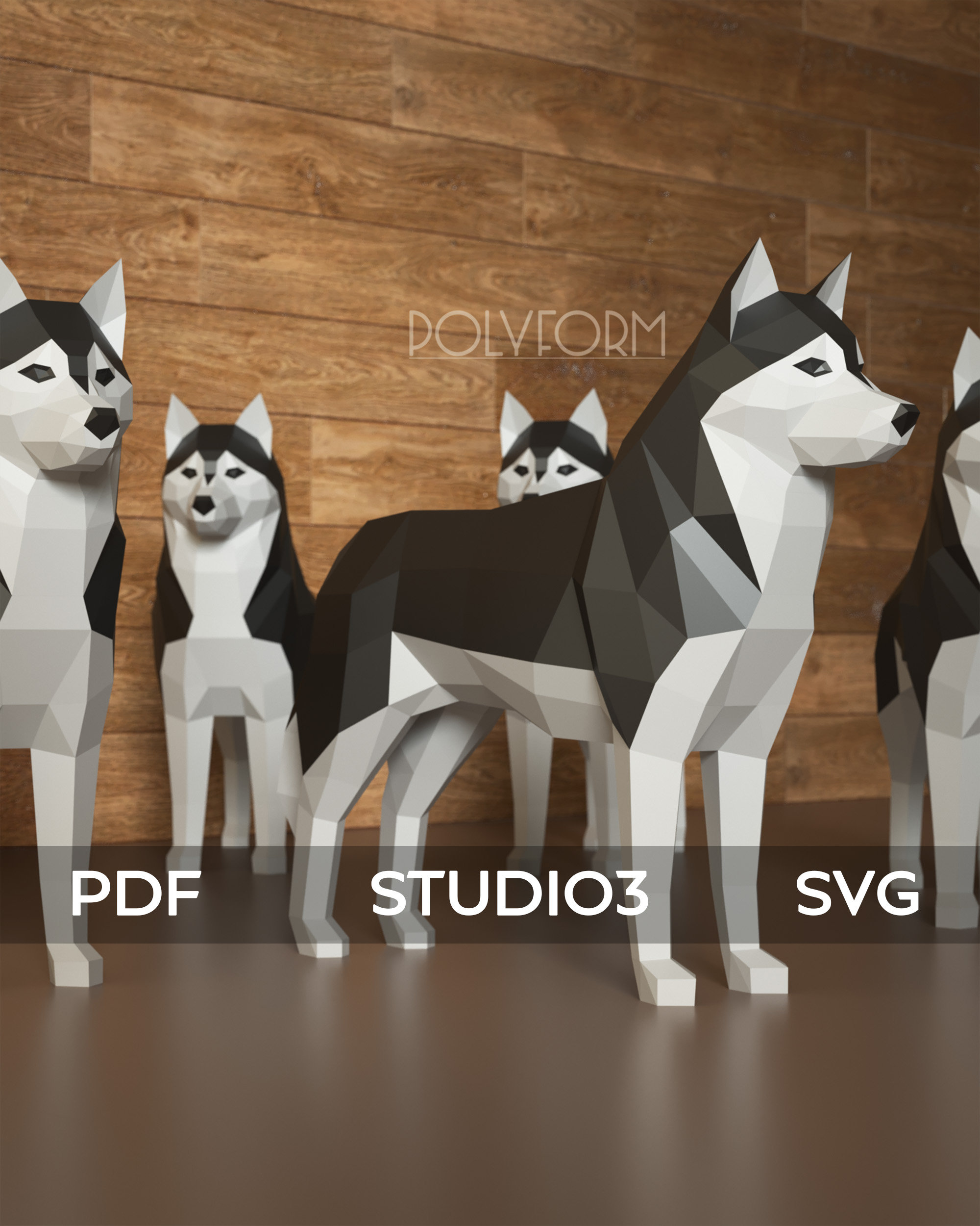 HUSKY Low Poly Dog Papercraft PDF Template Decor - Etsy