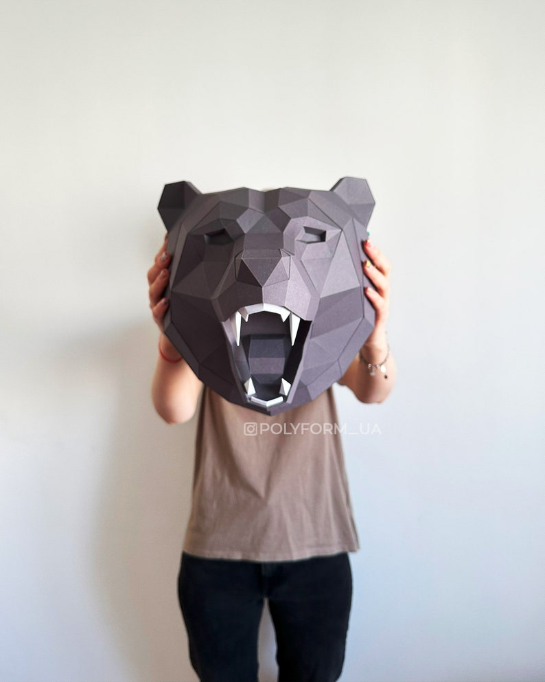 Bear Gift Box Low Poly Papercraft PDF Template SVG Christmas Model ...