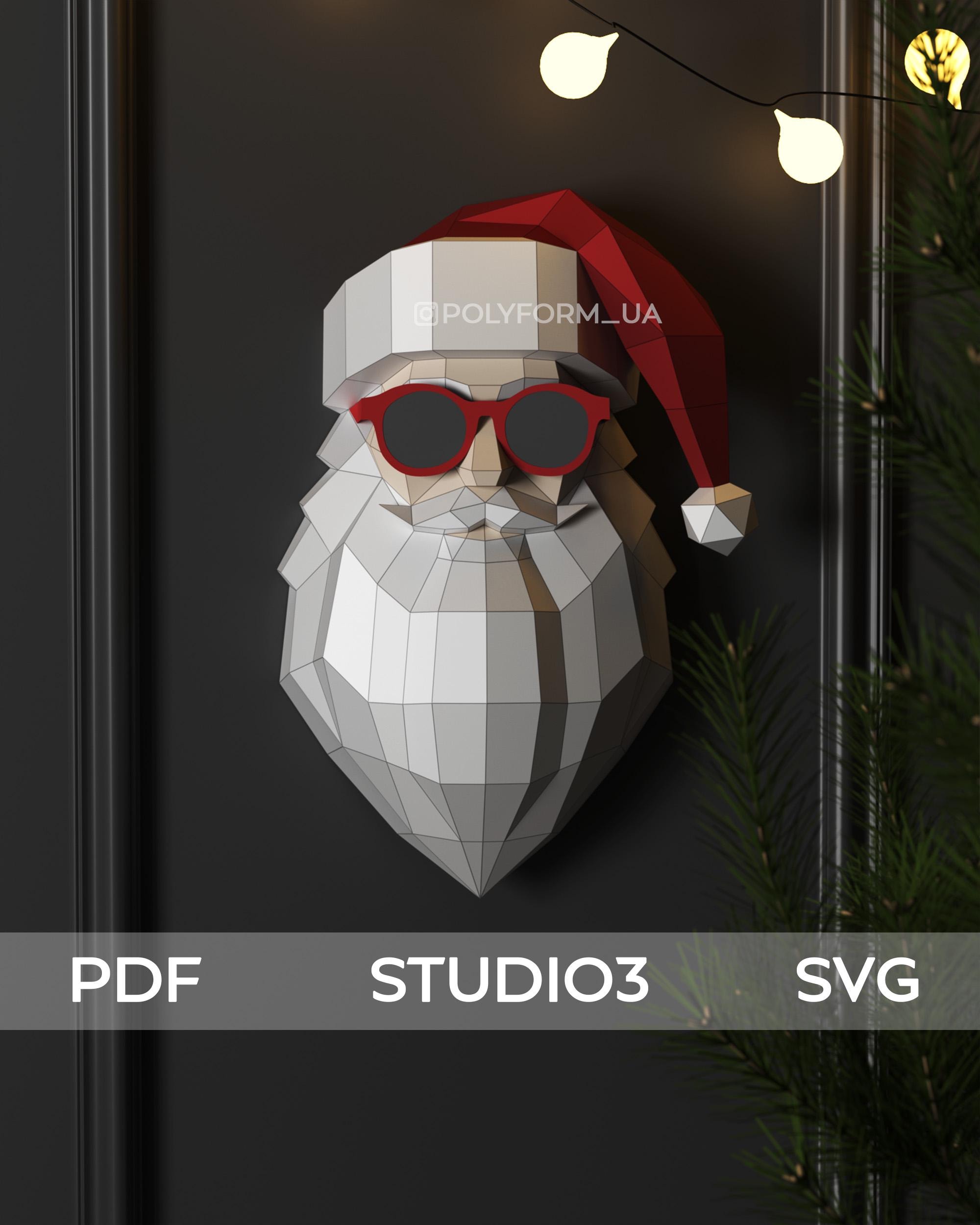 Santa Claus Low Poly Papercraft PDF Template Sculpture (PDF, SVG ...