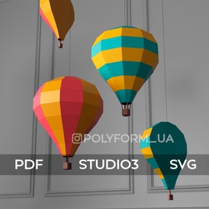 Balloon Low Poly Papercraft PDF template SVG Party Decor