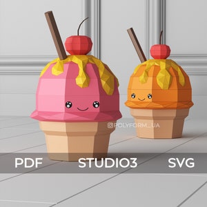FUNNY CUPCAKE Low Poly Papercraft PDF template